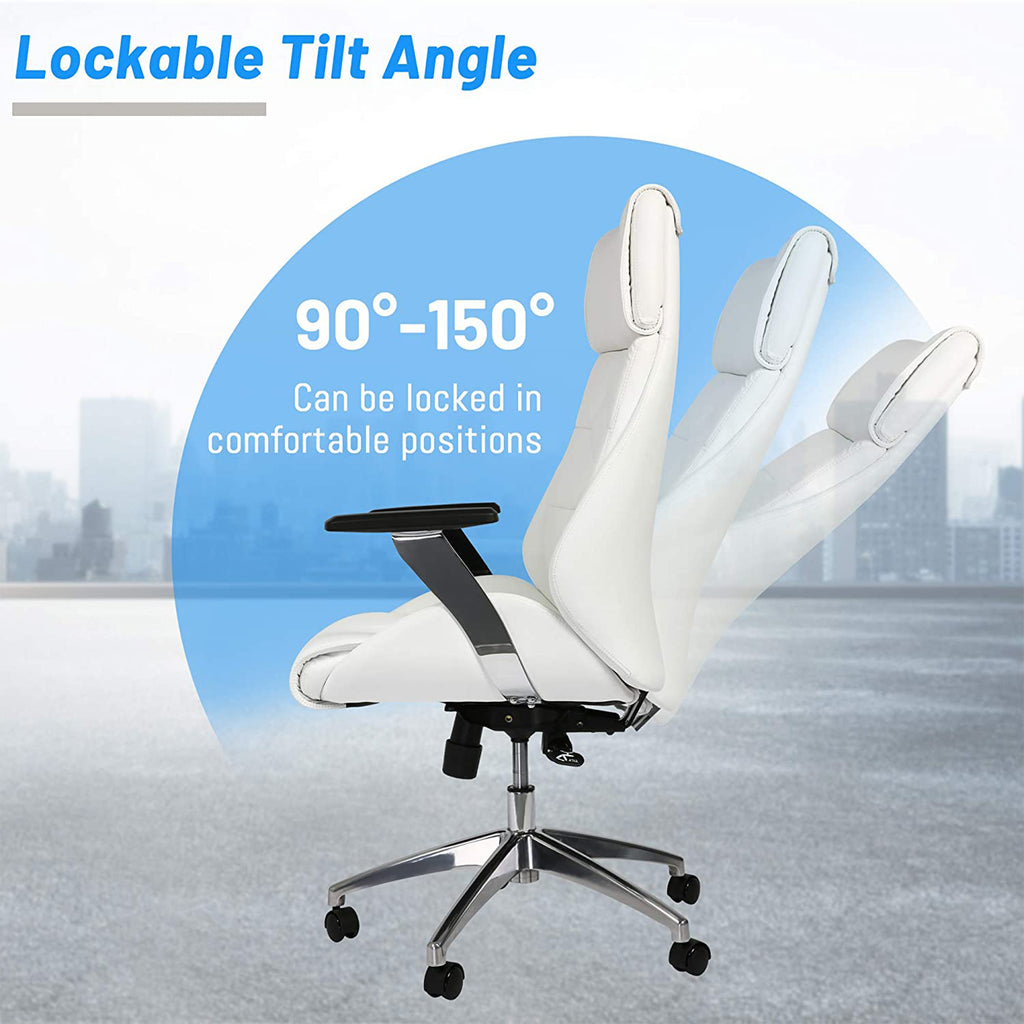White Leather High Back Office Chair N895