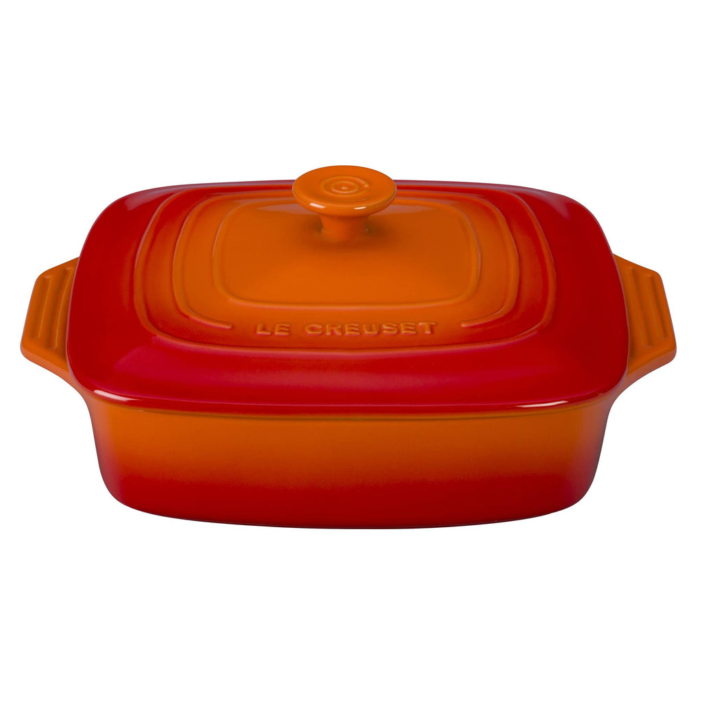 9.5-Inch Cerise Stoneware Covered Square Casserole H68592