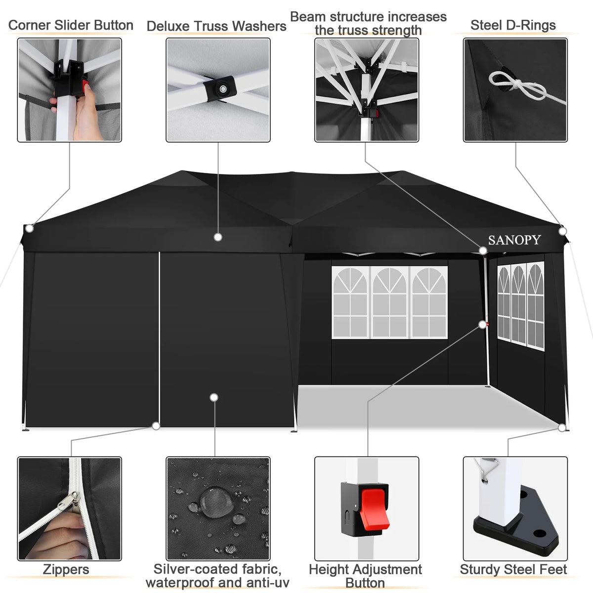 10' x 20' Pop Up Canopy Tent with Carrying Bag Q784973