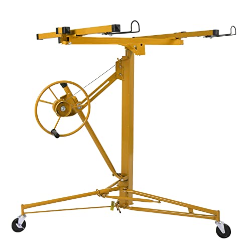 16 FT Drywall Lift Panel Rolling Hoist Jack Lifter Sheetrock with Adjustable Telescopic Arm, Yellow K763781
