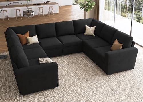 Beige Modular Sectional Sleeper Sofa Bed with Storage Ottoman K46077