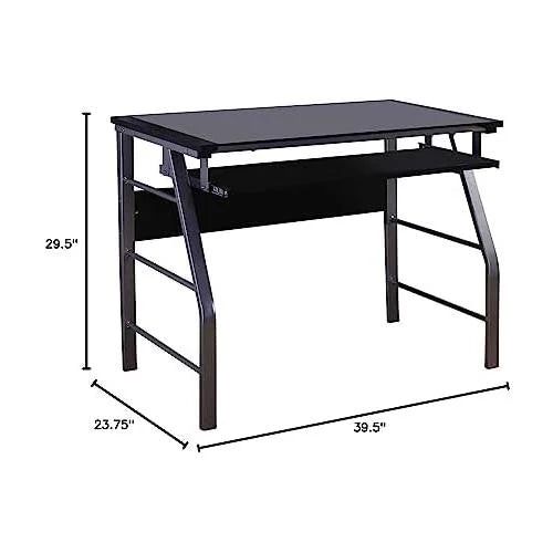 Glass and Metal Computer Workstation Desk C238