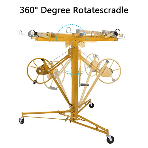 16 FT Drywall Lift Panel Rolling Hoist Jack Lifter Sheetrock with Adjustable Telescopic Arm, Yellow K763781