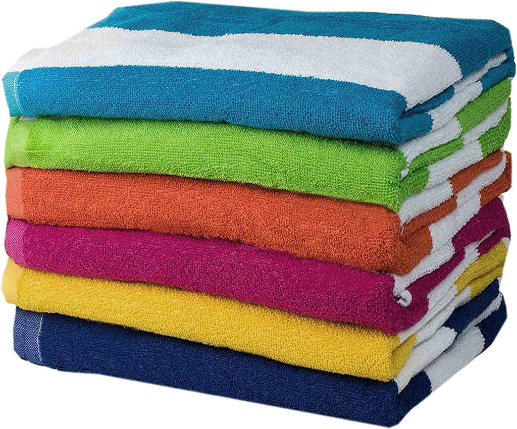 6 Piece 100% Cotton Beach Towel Set Z939