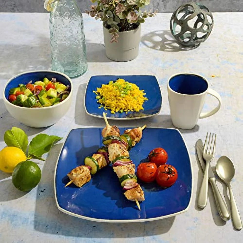 White Square Stoneware 16-Piece Dinnerware Set S3340