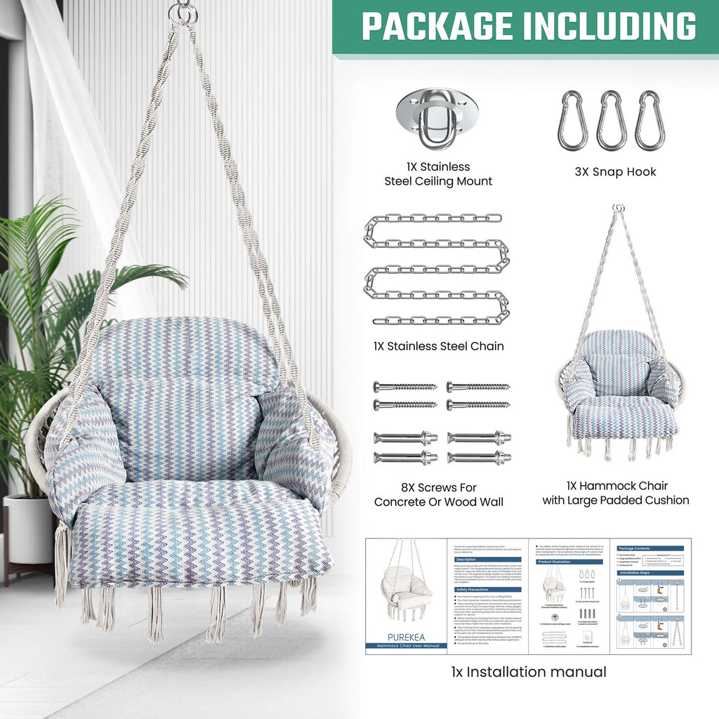 Hanging Hammock Swing Chair with Cushion Y140
