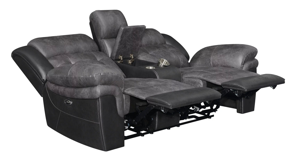 Charcoal and Black Tufted Cushion Motion Loveseat U68812