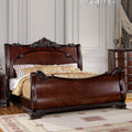 Brown Cherry Solid Wood Queen Bed Z766