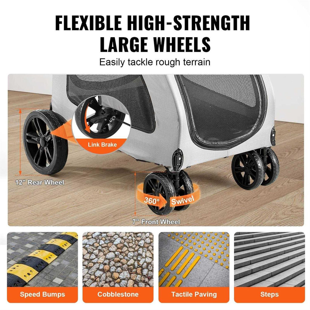 4 Wheels Pet Stroller with Brakes K180312