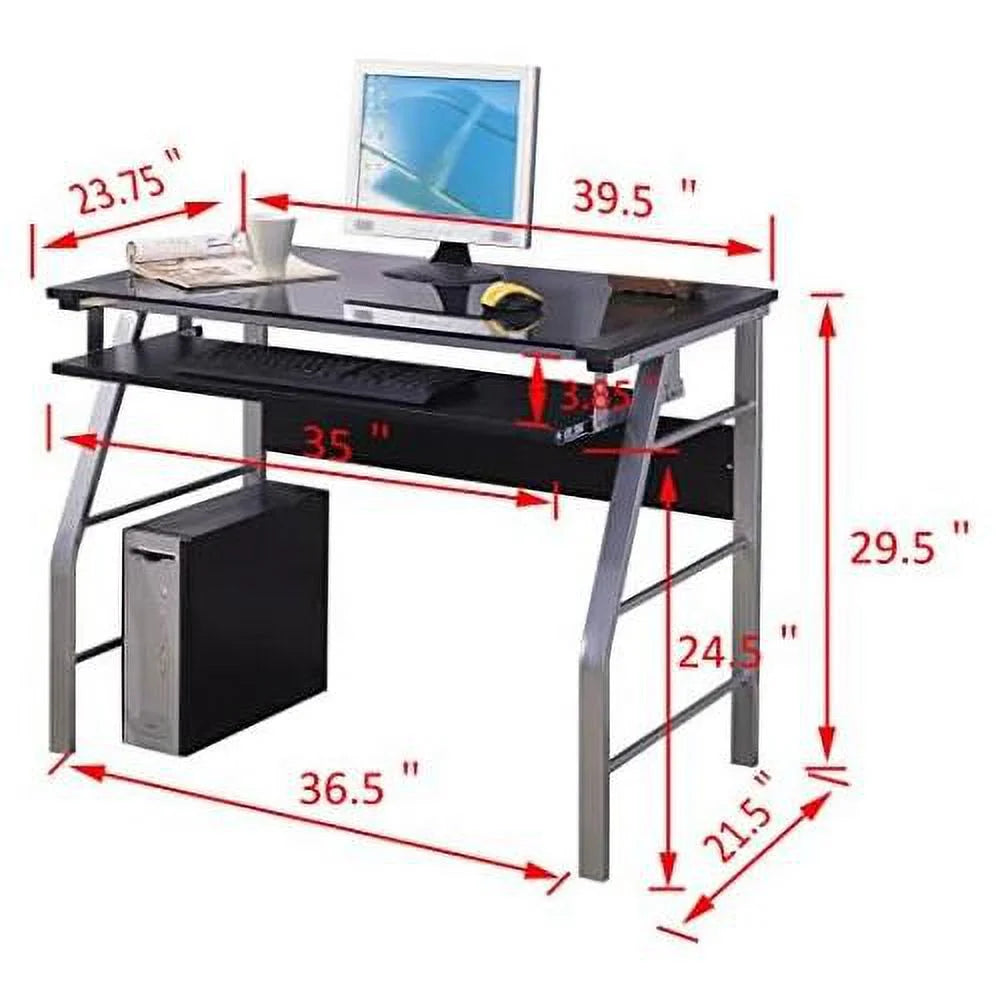 Glass and Metal Computer Workstation Desk C238