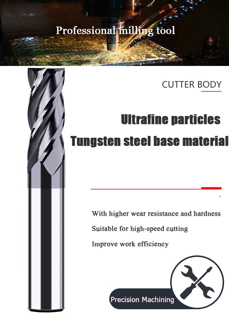 1/8 Carbide Square End Mill 4 Flute AlTiN Pack of 2 Y20192