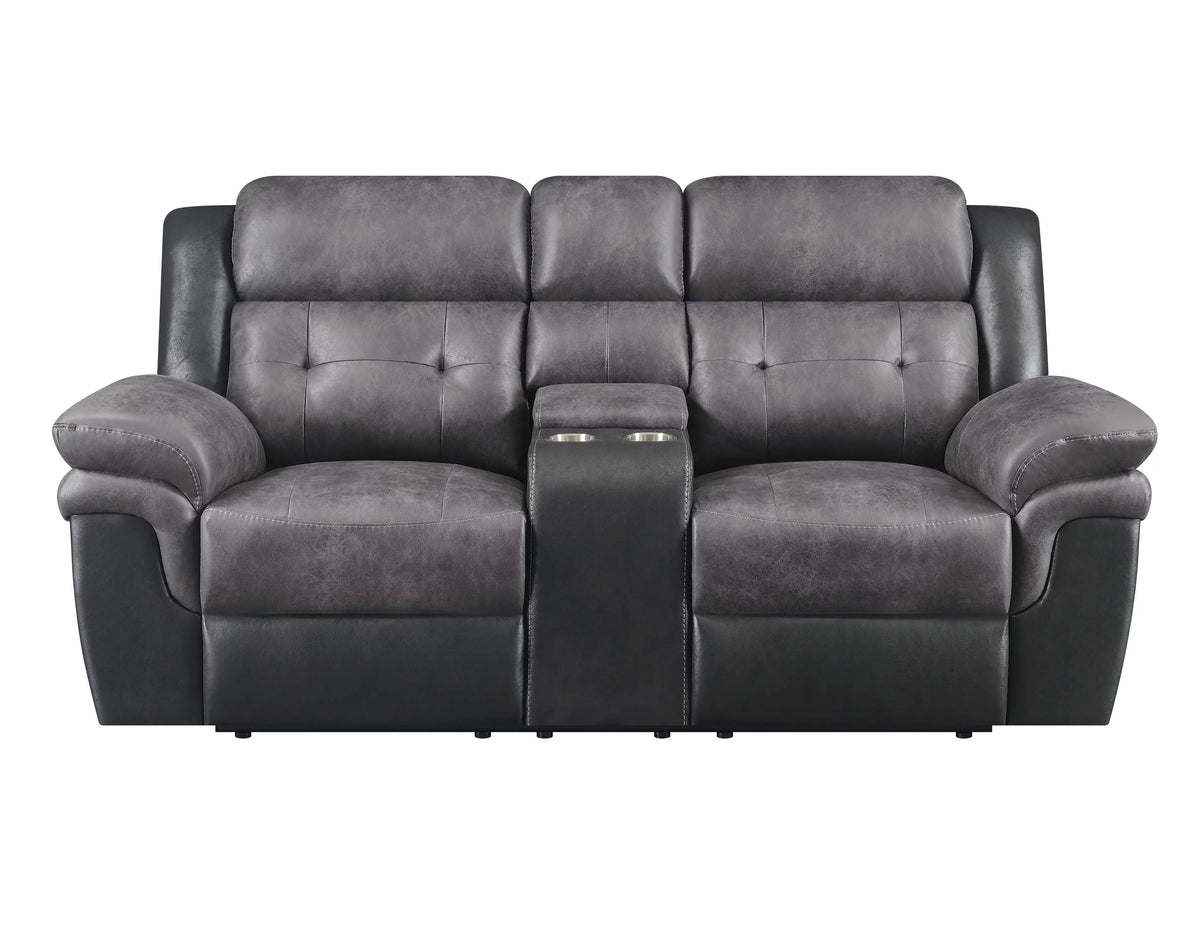 Charcoal and Black Tufted Cushion Motion Loveseat U68812