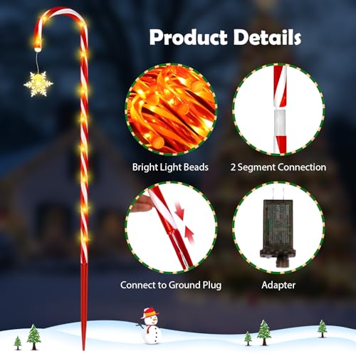 24 Pack Solar Candy Cane Lights with Remote T1200