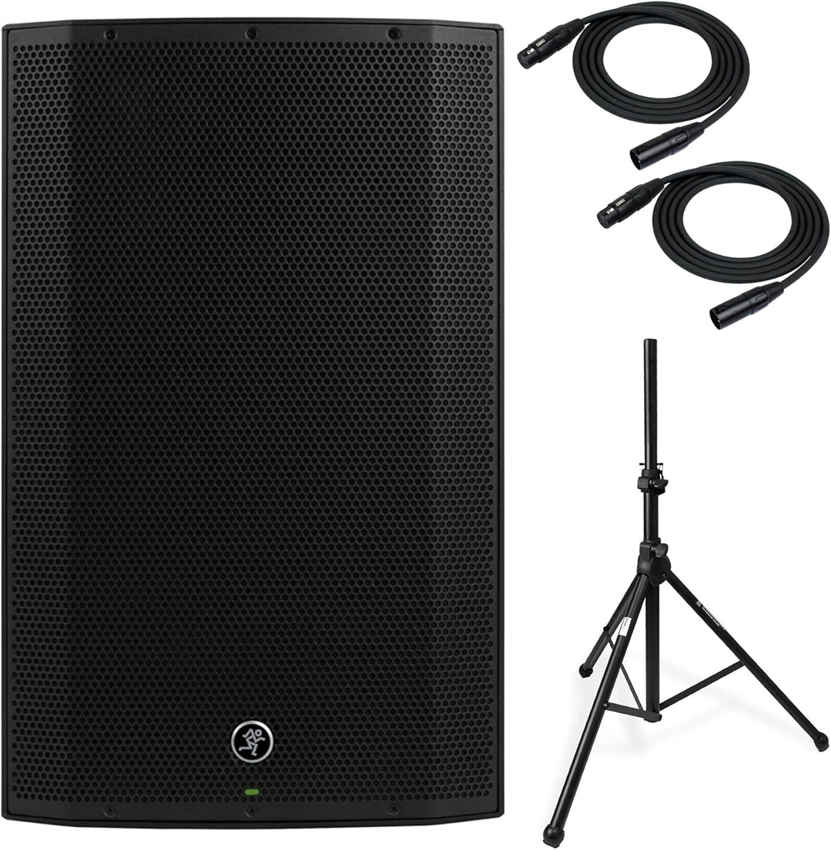 15-Inch Powered Loudspeaker Bundle with Tripod Stand & 2 XLR Microphone Cables A48917