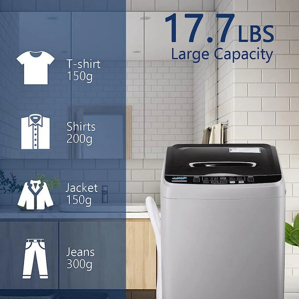 17.7 lbs Portable Compact Washing Machine with Drain Pump J241361