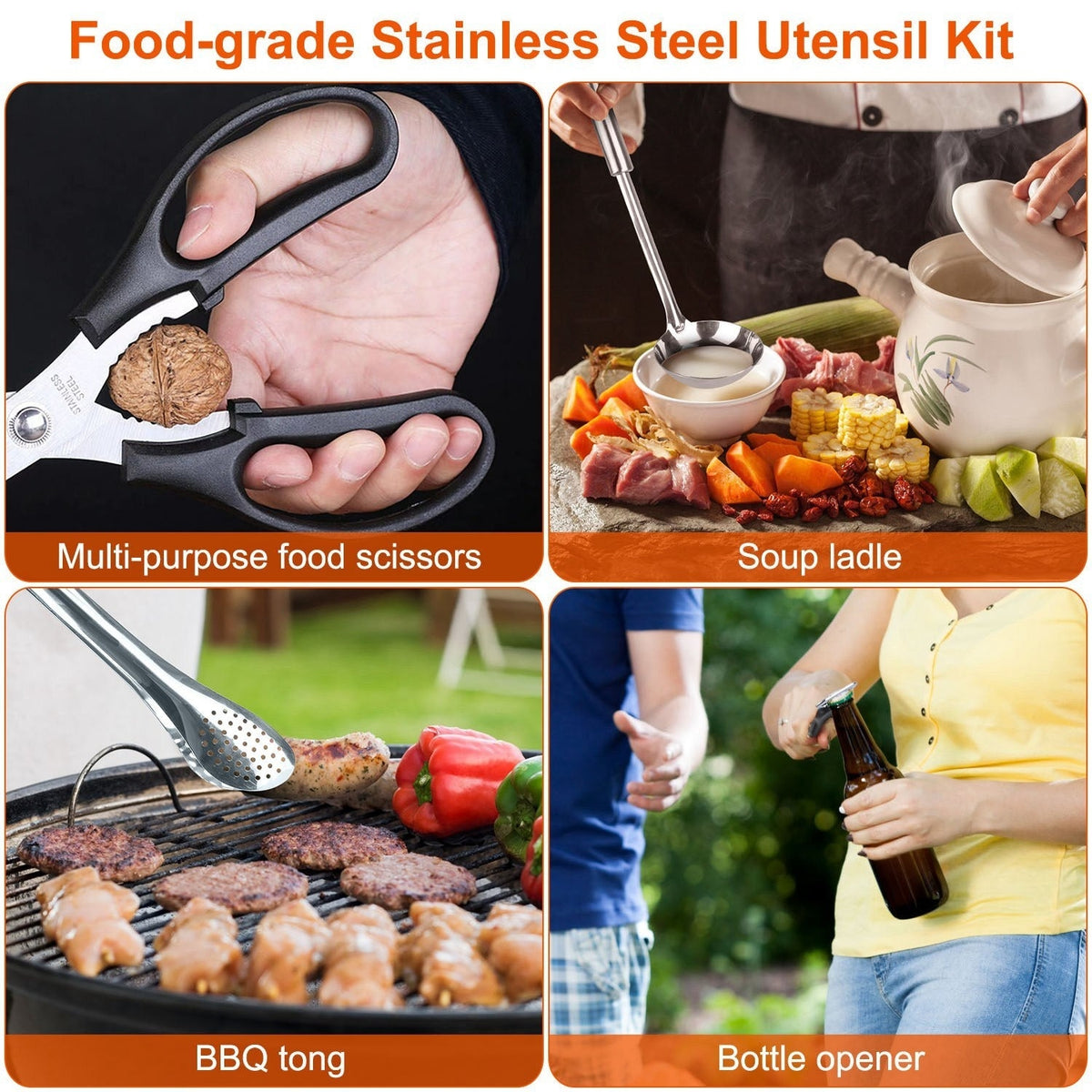 19Pcs Camping Cooking Utensil Kit Portable Picnic Cookware R38917