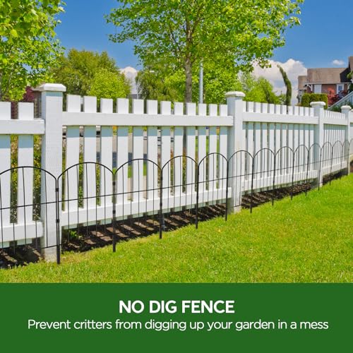 Black 10ft x 24in Rustproof Metal Garden Fence, 10 Pcs D195561