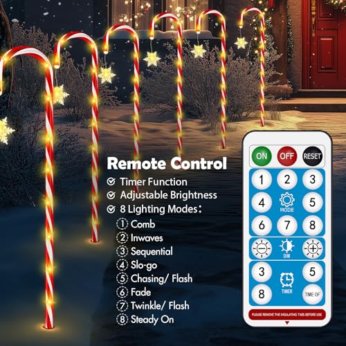 24 Pack Solar Candy Cane Lights with Remote T1200