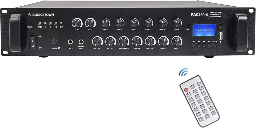 360W 6-Zone 70V/100V Commercial Power Amplifier with Bluetooth D92247