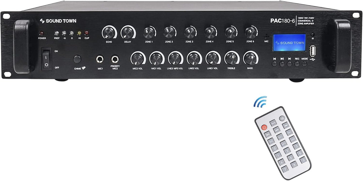 360W 6-Zone 70V/100V Commercial Power Amplifier with Bluetooth D92247