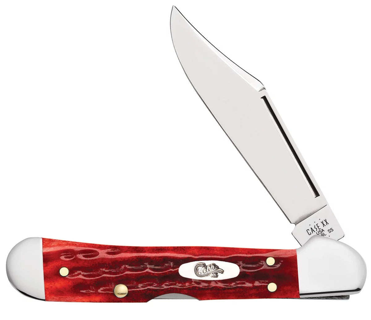 Pocket Worn 3.63" Blade Red Bone Handle Mini Copperlock Knife K3869