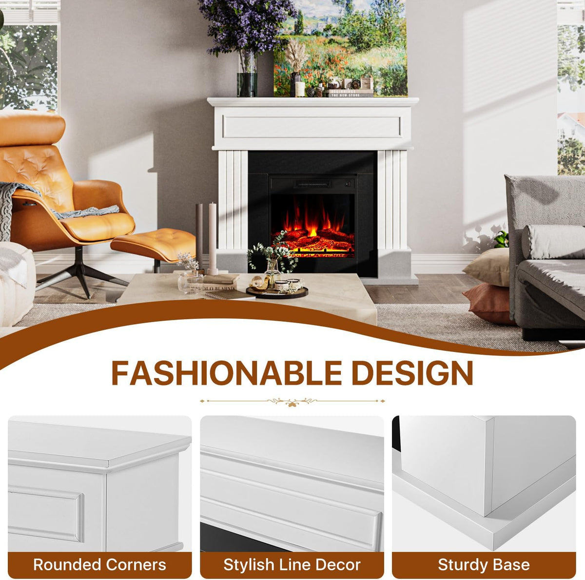 43" Electric Fireplace Mantel with Heater T6113