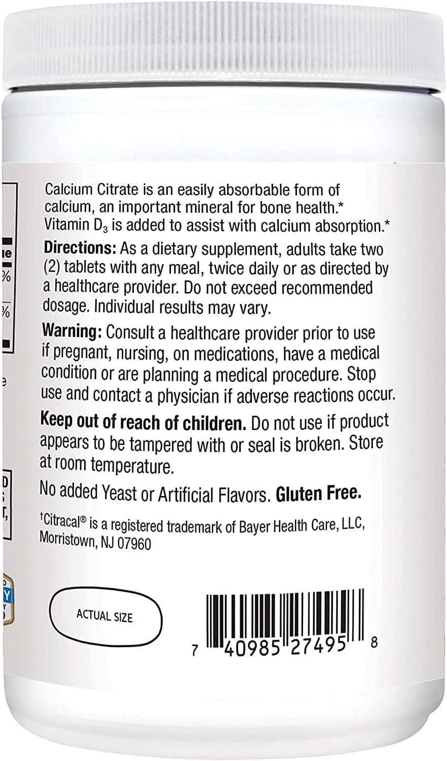 400 Tablets Calcium Citrate + D3 (2 Pack) P862611