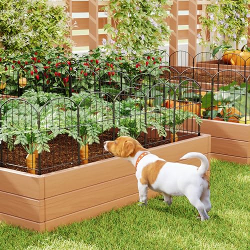 Black 10ft x 24in Rustproof Metal Garden Fence, 10 Pcs D195561