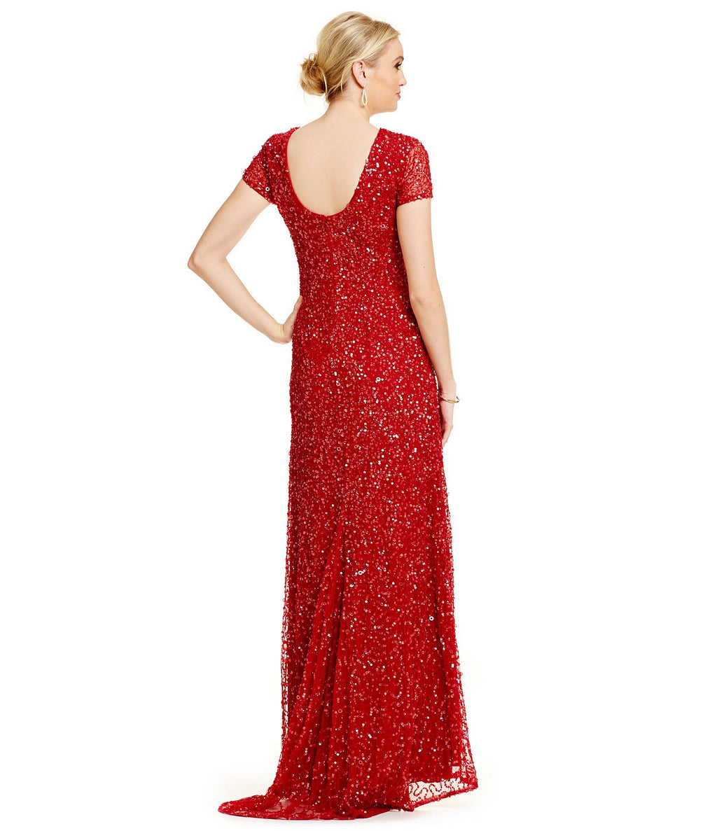 Blush Scoop Back Sequin Gown P469