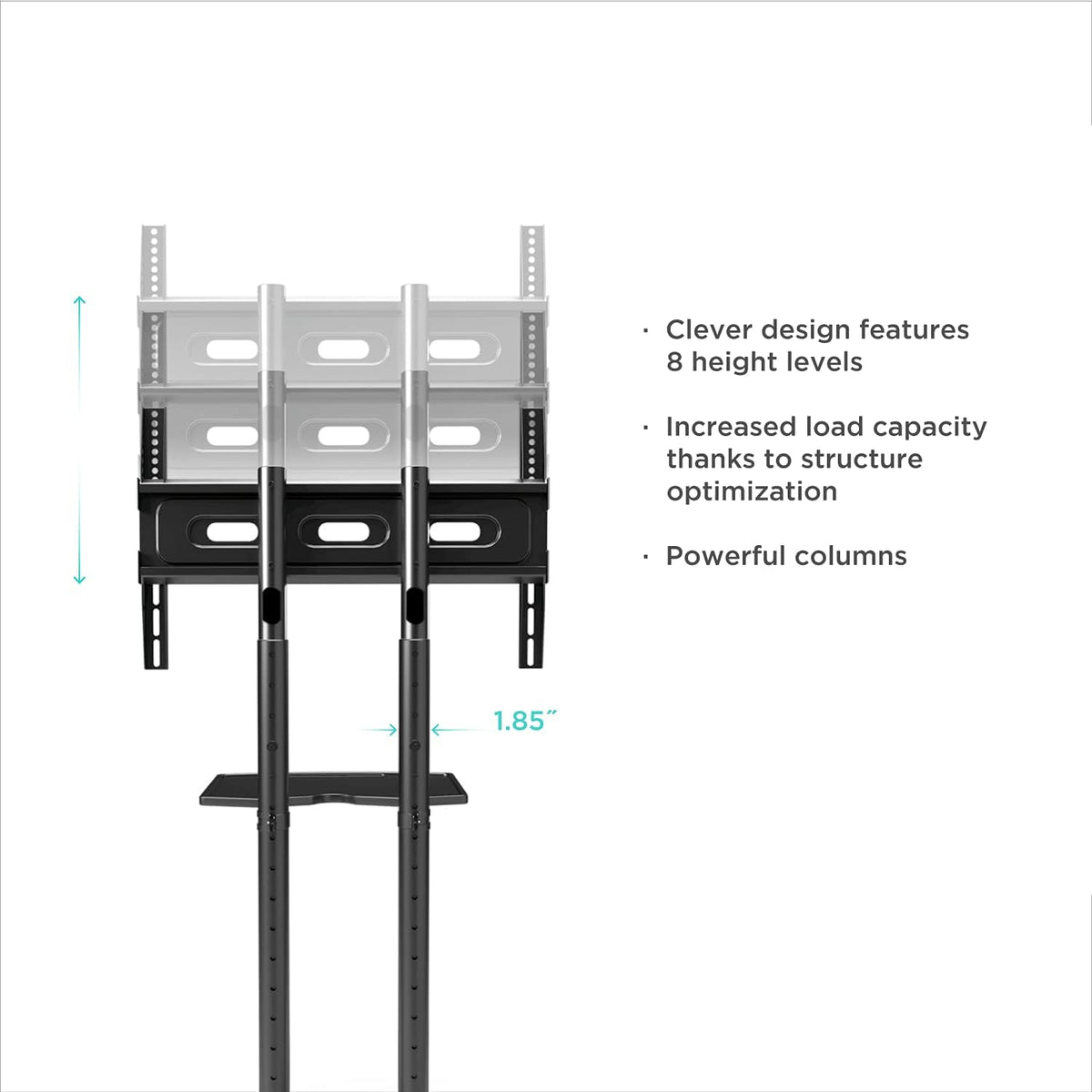 Mobile TV Stand for 40 to 65 Inch TV with Wheels Shelves U39757