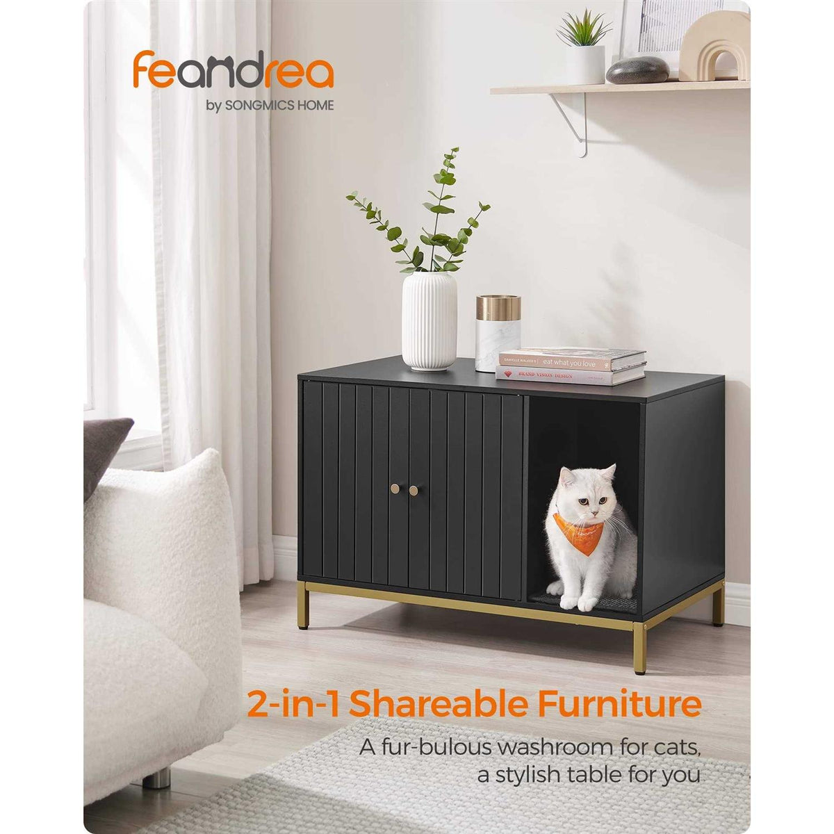 Litter Box Enclosure with Scratching Mat I522