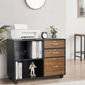 Black & White 3 Drawer Wood File Cabinet with Lock H5141