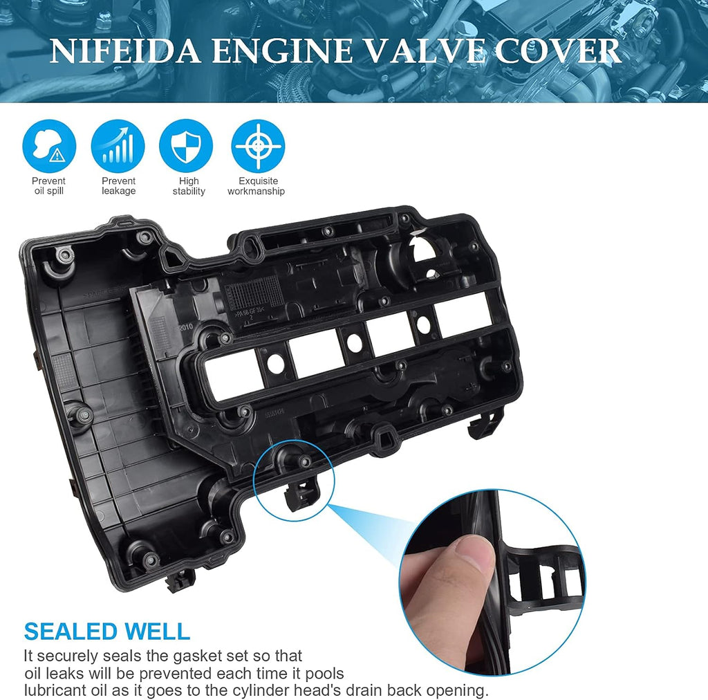 Engine Camshaft Valve Cover with Gasket Bolts Oil Filler Cap 1.4L Pack of 2 J182019