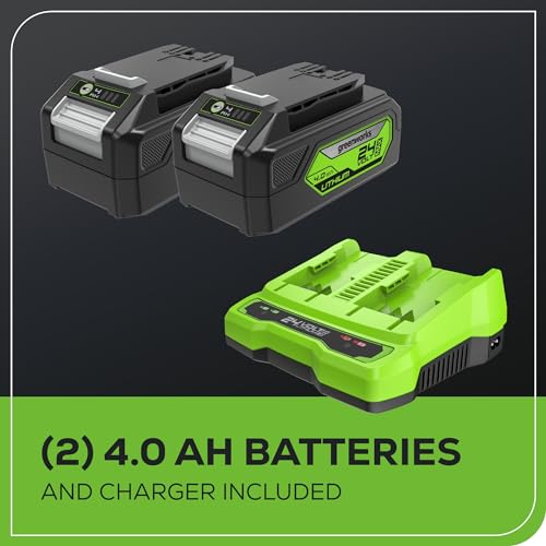 48V 17" Brushless Cordless Push Lawn Mower with 4.0Ah Batteries and Dual Port Rapid Charger P827