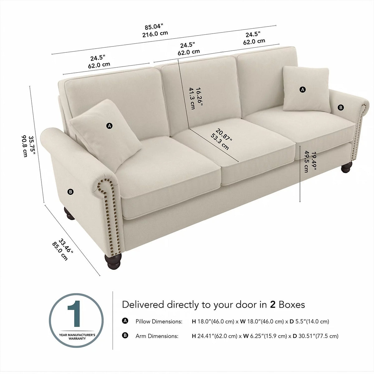 Cream Herringbone Fabric Sofa R954012