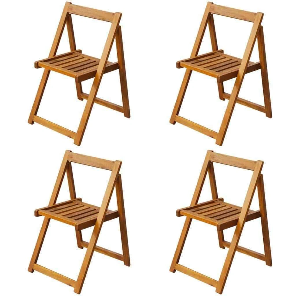 5 Piece Folding Outdoor Dining Set Solid Acacia Wood W579712