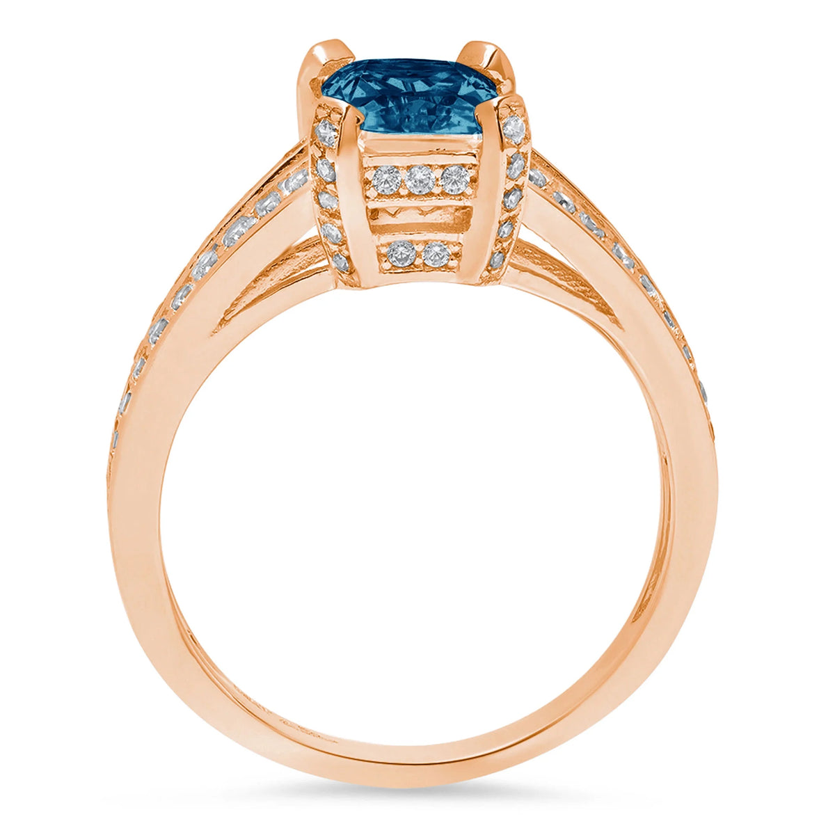14k Rose Gold London Blue Topaz Ring Size 7 D805