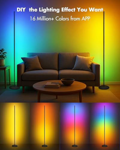 Corner Floor Lamp, Smart RGB LED Color Changing Standing Lamp V717