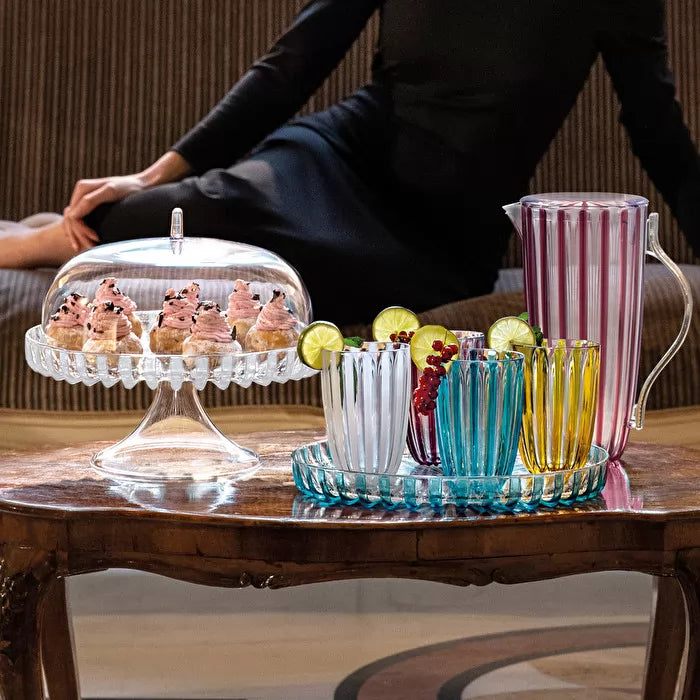 Cake Stand With Dome Turquoise X856452