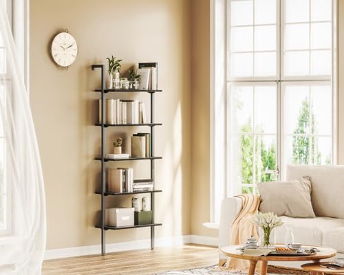6 Tier Black Ladder Bookshelf F891