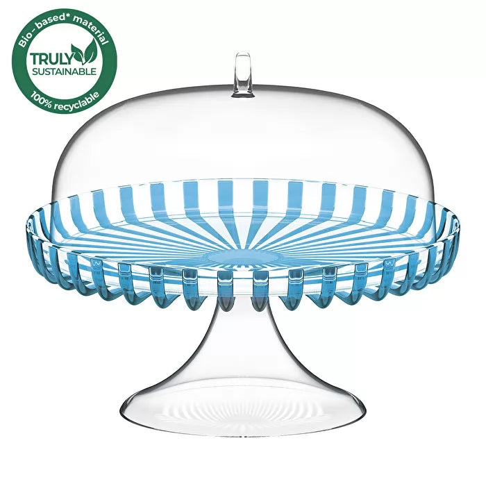 Cake Stand With Dome Turquoise X856452