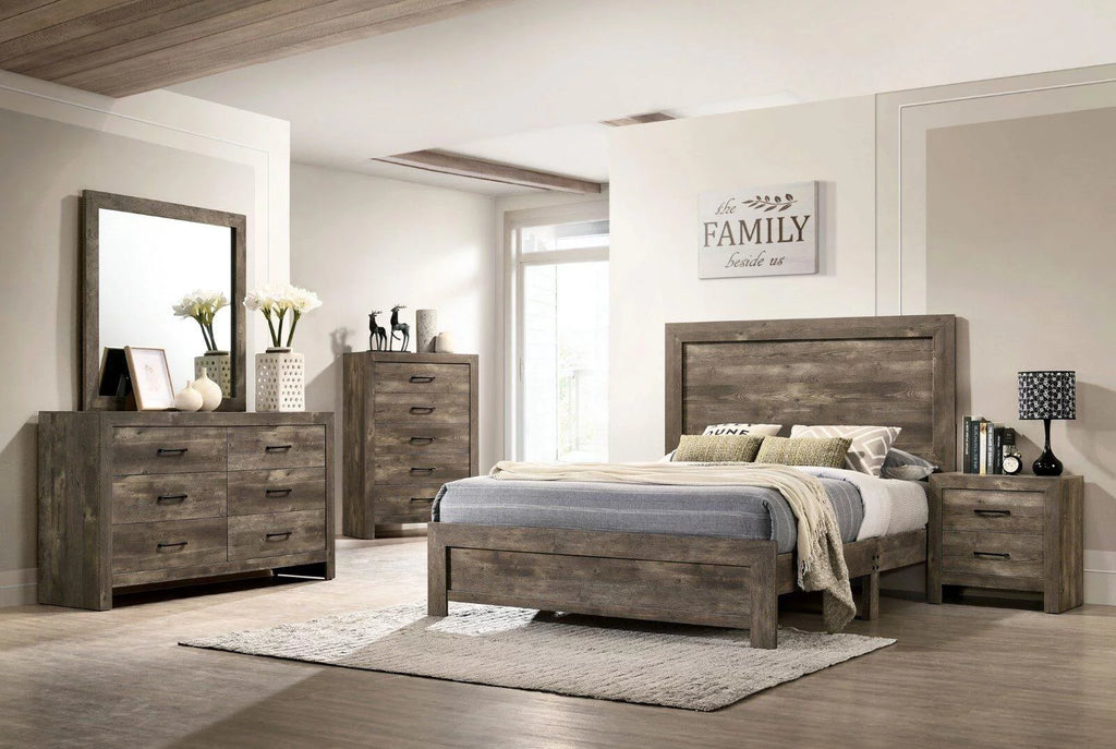 Natural Tone Wood King Bedroom Set 6pcs I106