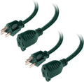 2 Pack 50 Foot Outdoor Extension Cords, 16/3 SJTW Green Cable with 3 Prong Grounded Plug Z5247