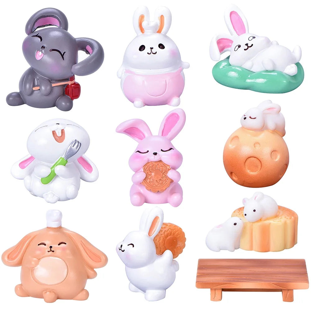 Resin Dollhouse Miniature Moon Cake Rabbit Ornaments S1262
