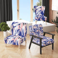 Pink and Blue Floral Striped Upholstered Accent Chair and Arm Chair P652