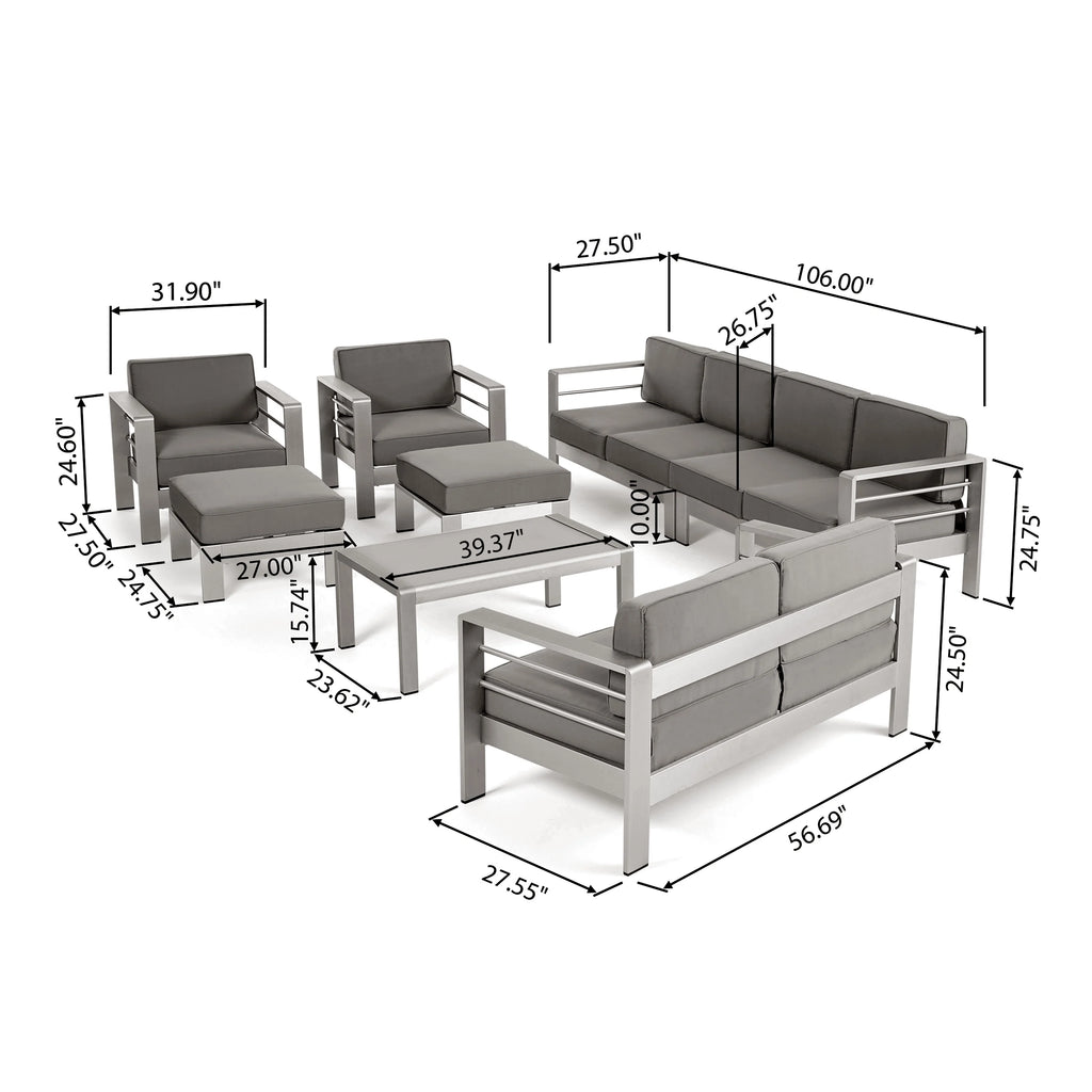 8-Seater Aluminum Sectional Sofa Set N16941