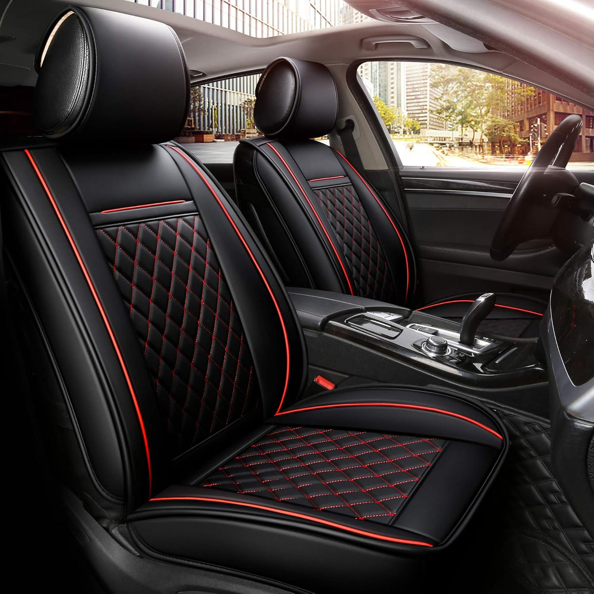 Grey Grid Full Set Car Seat Cover Z99444