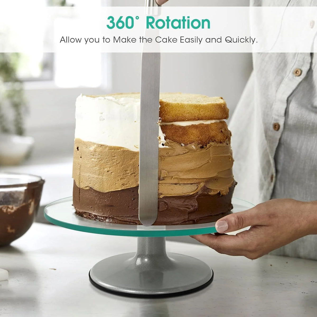 12" Glass Rotating Cake Stand Q5257