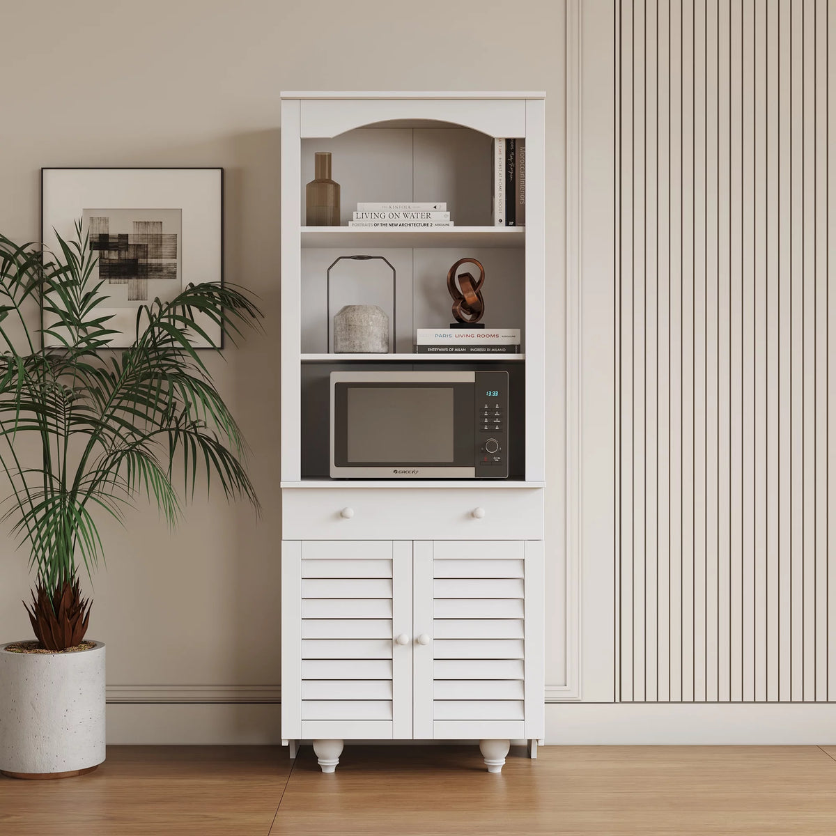 Tall Storage Cabinet with Hutch and 1 Drawer B676577