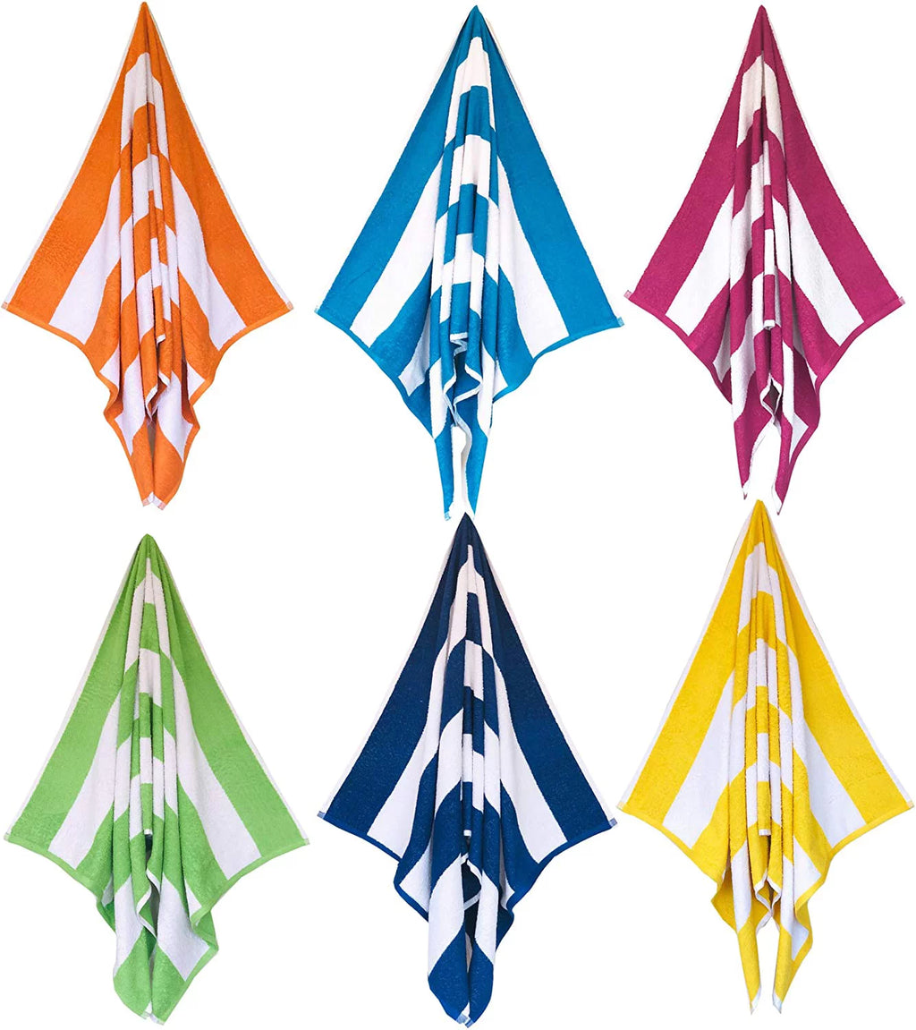 6 Piece 100% Cotton Beach Towel Set Z939